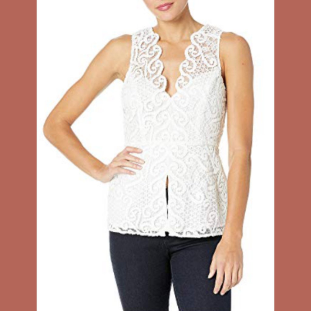 Bcbgmaxazria* White Lace Peplum Top Blouse Size Xs